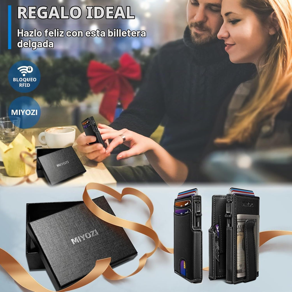 miyozi Billetera para hombre, magnética minimalista delgada con sop...