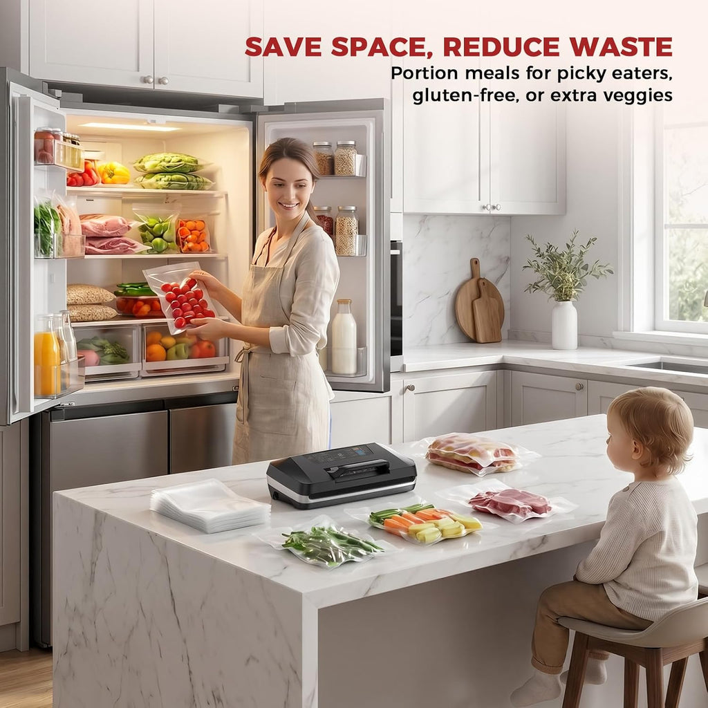 Máquina selladora al vacío, sellador de alimentos 230W 95KPa Cortad...