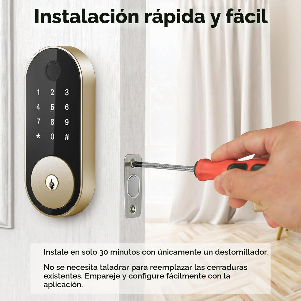 Cerradura inteligente de huellas dactilares con teclado, bloqueo de...