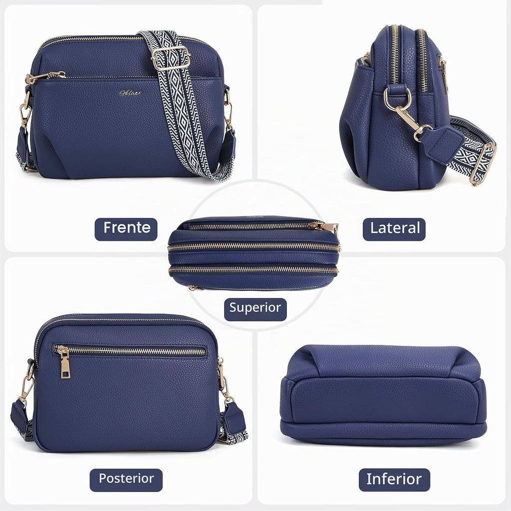 HILAEX Bolso cruzado para mujeres, bolso de cuero antirrobo, múltip...