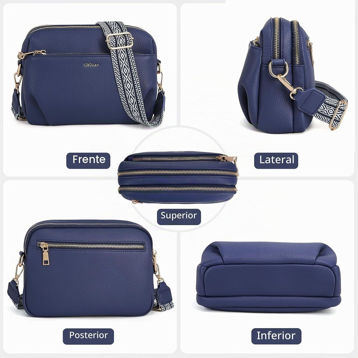 HILAEX Bolso cruzado para mujeres, bolso de cuero antirrobo, múltip...