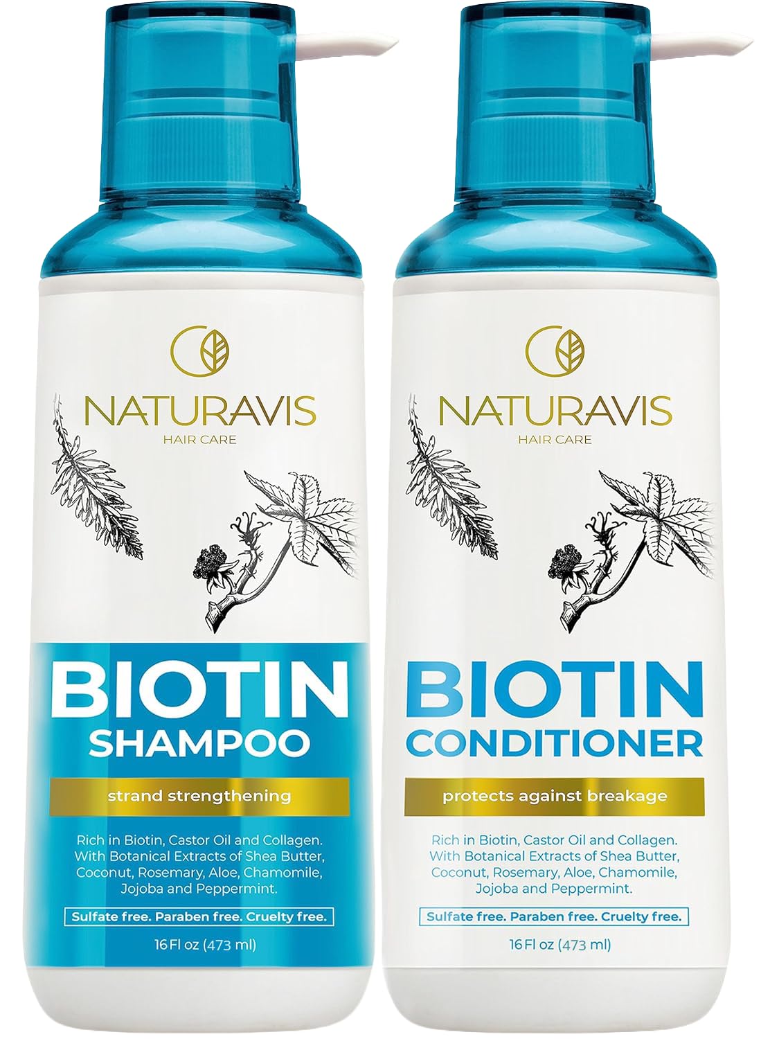 Set de champú y acondicionador de biotina con aceite de ricino, fór...