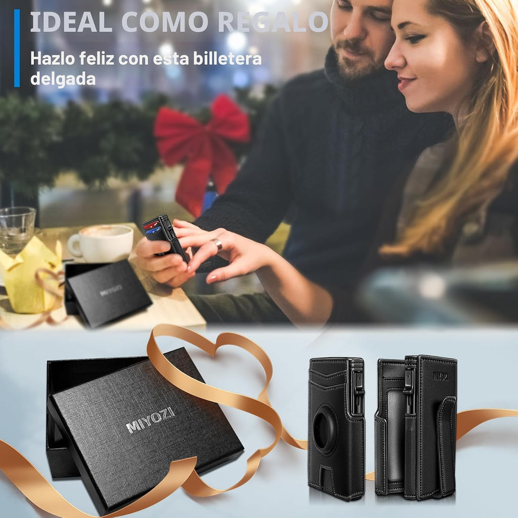 Miyozi - Billetera Airtag para hombre, con clip de dinero, estuche...