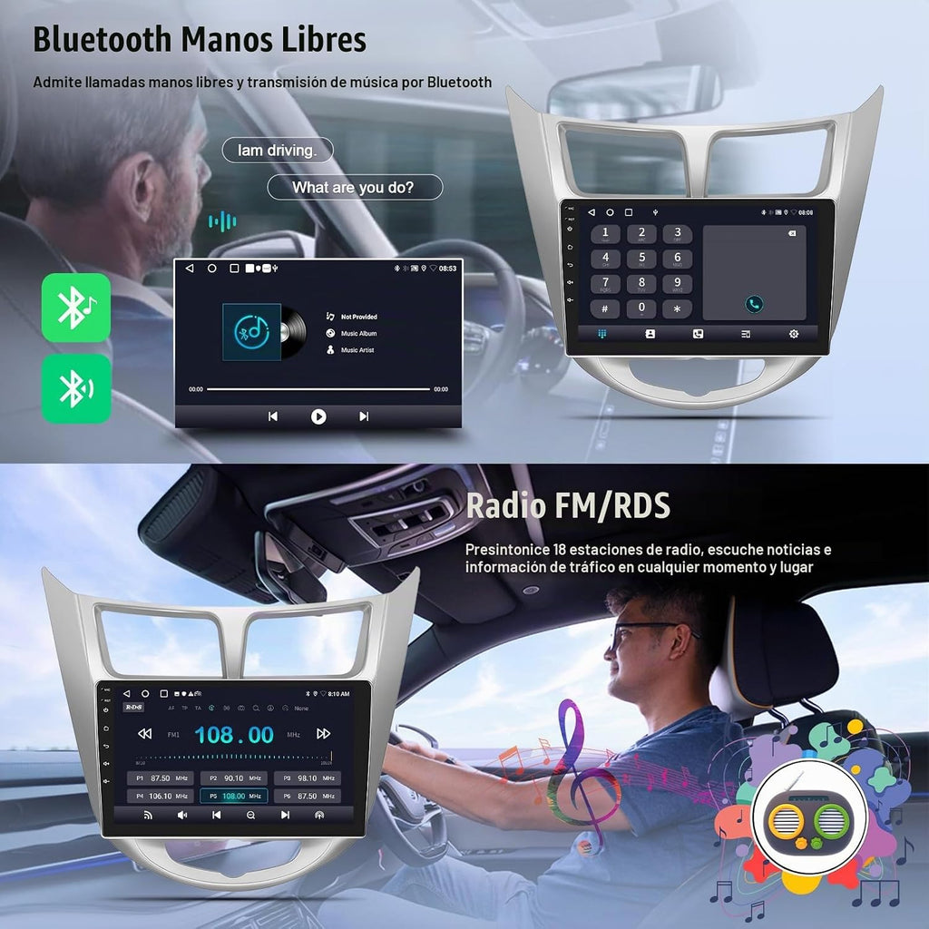 2G+64G Android 13 Car Stereo para Hyundai Accent 2012-2017 con Carp...