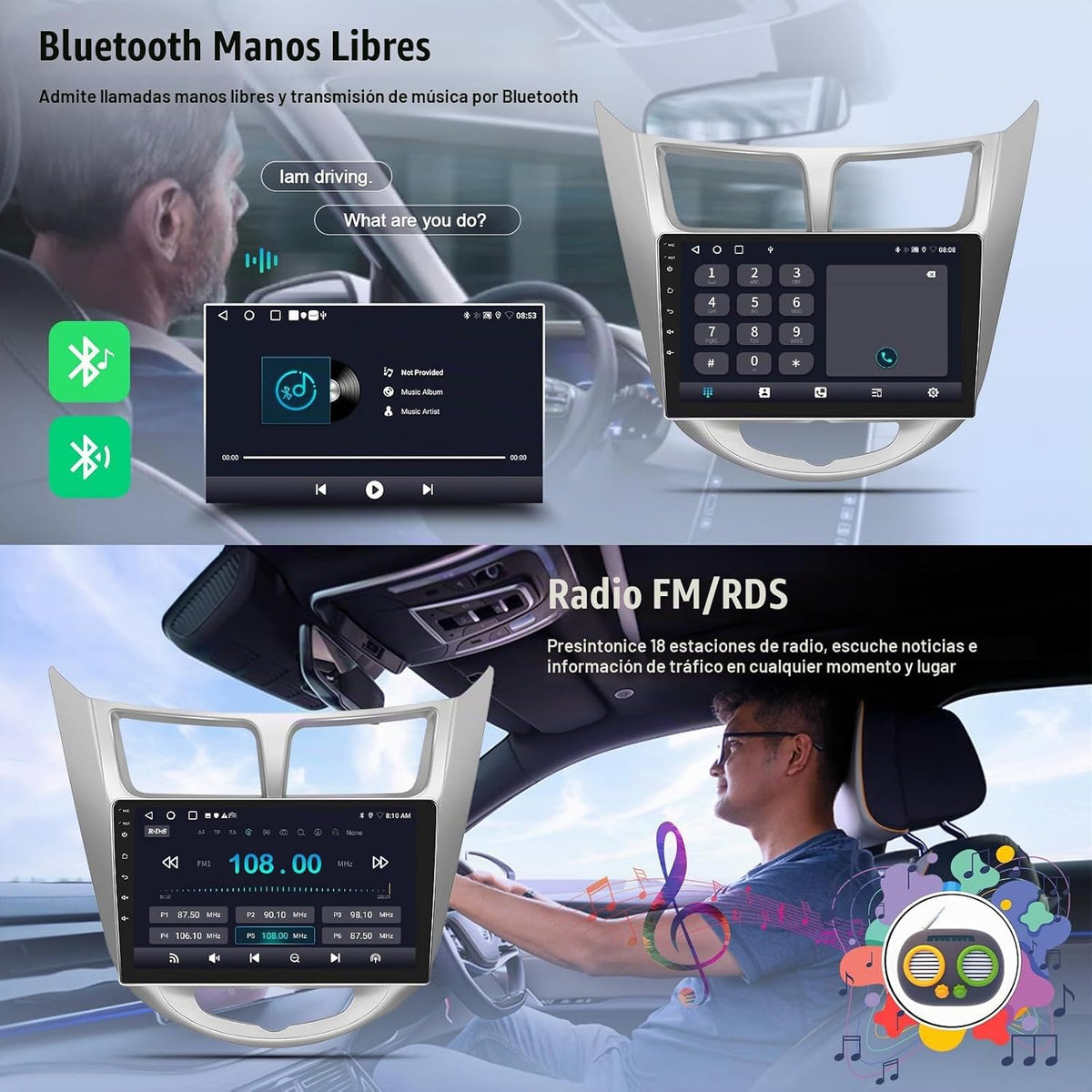 2G+64G Android 13 Car Stereo para Hyundai Accent 2012-2017 con Carp...