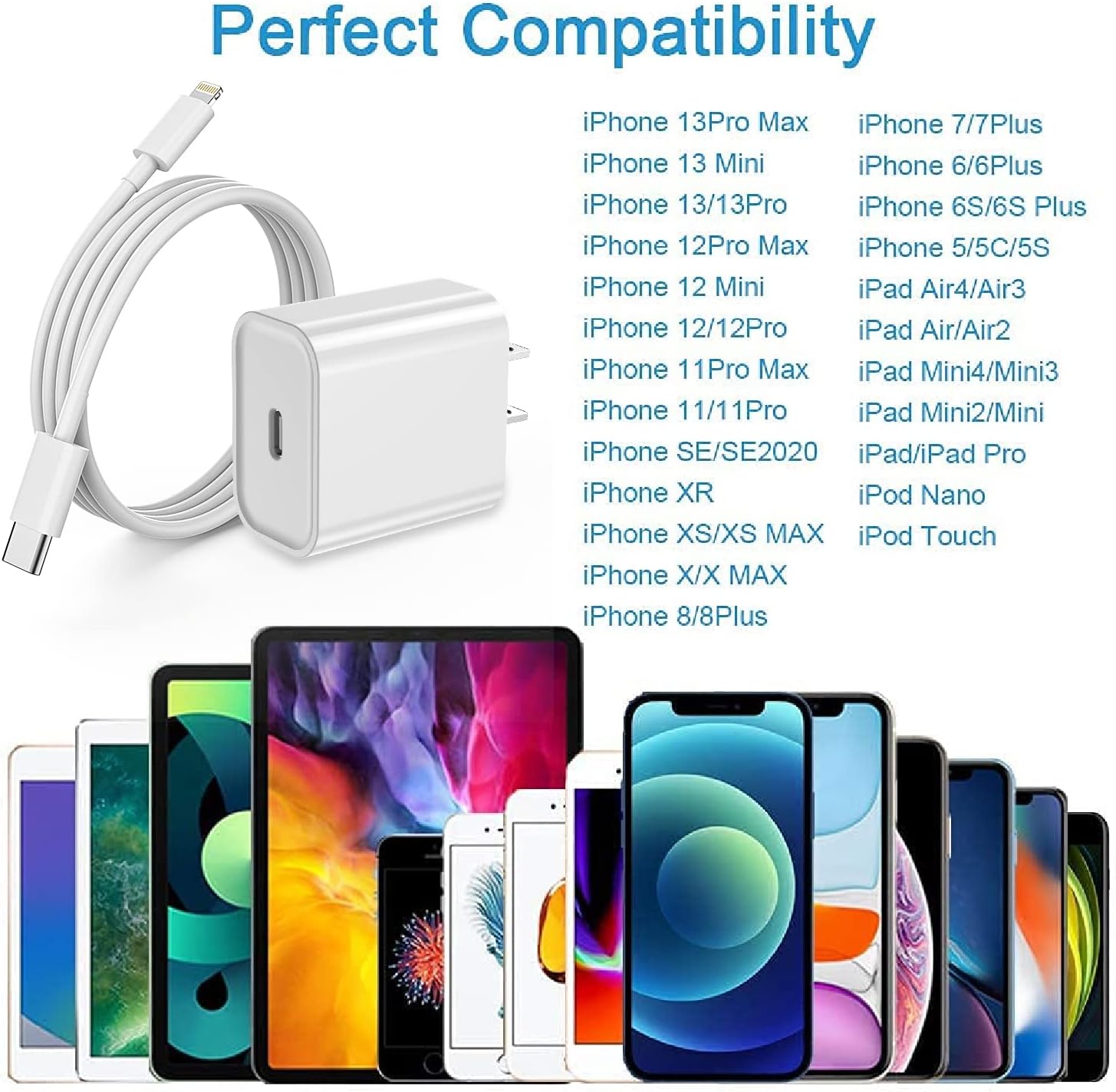 Cargador rápido para iPhone 13, 12, 11, paquete de 3 [certificado A...