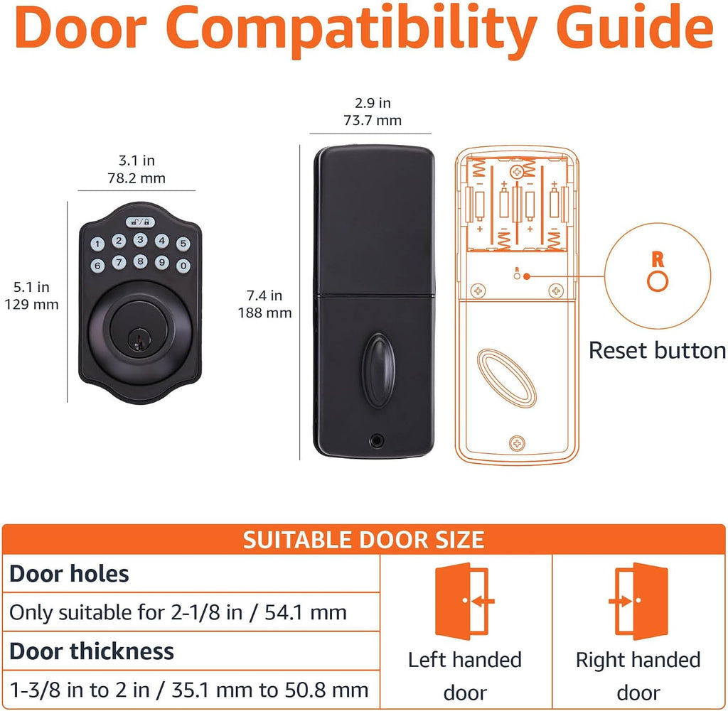 Amazon Basics Cerradura de puerta con teclado electrónico con bloqu...