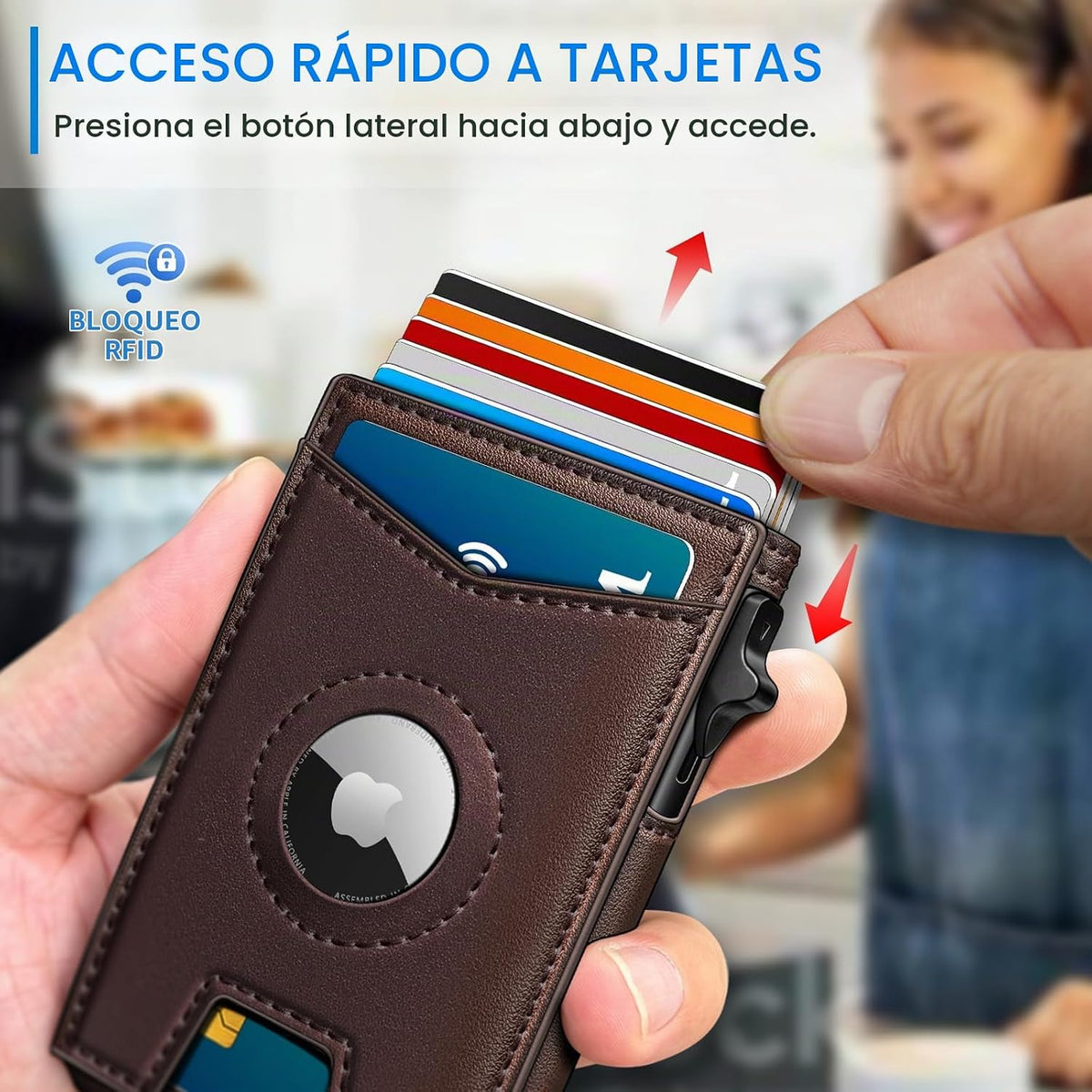 miyozi Airtag - Cartera para hombre con clip para dinero, 9 tarjeta...