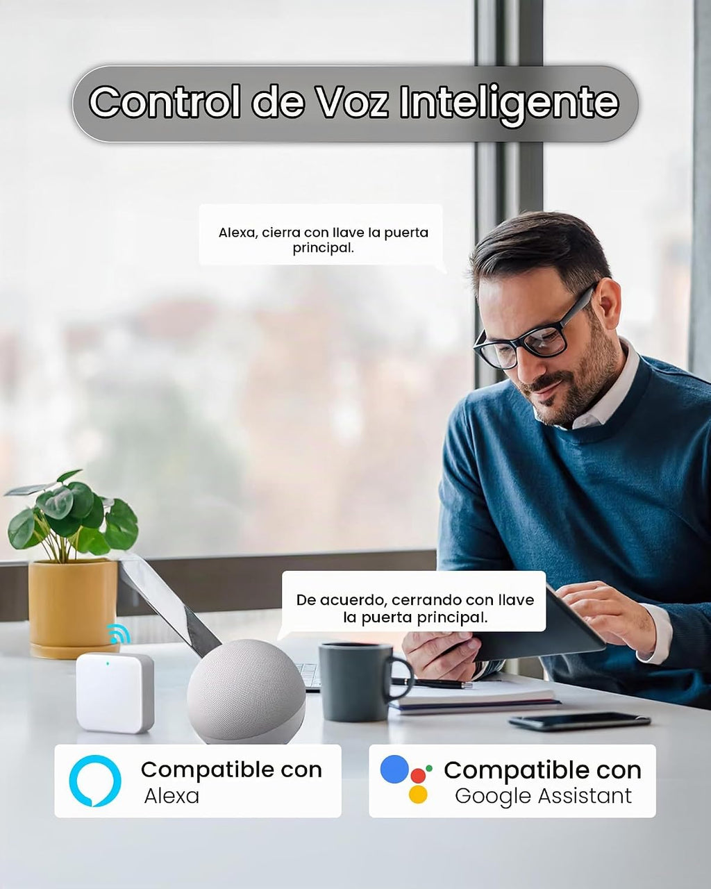 DESLOC Cerradura inteligente de huellas dactilares B200L con manija...