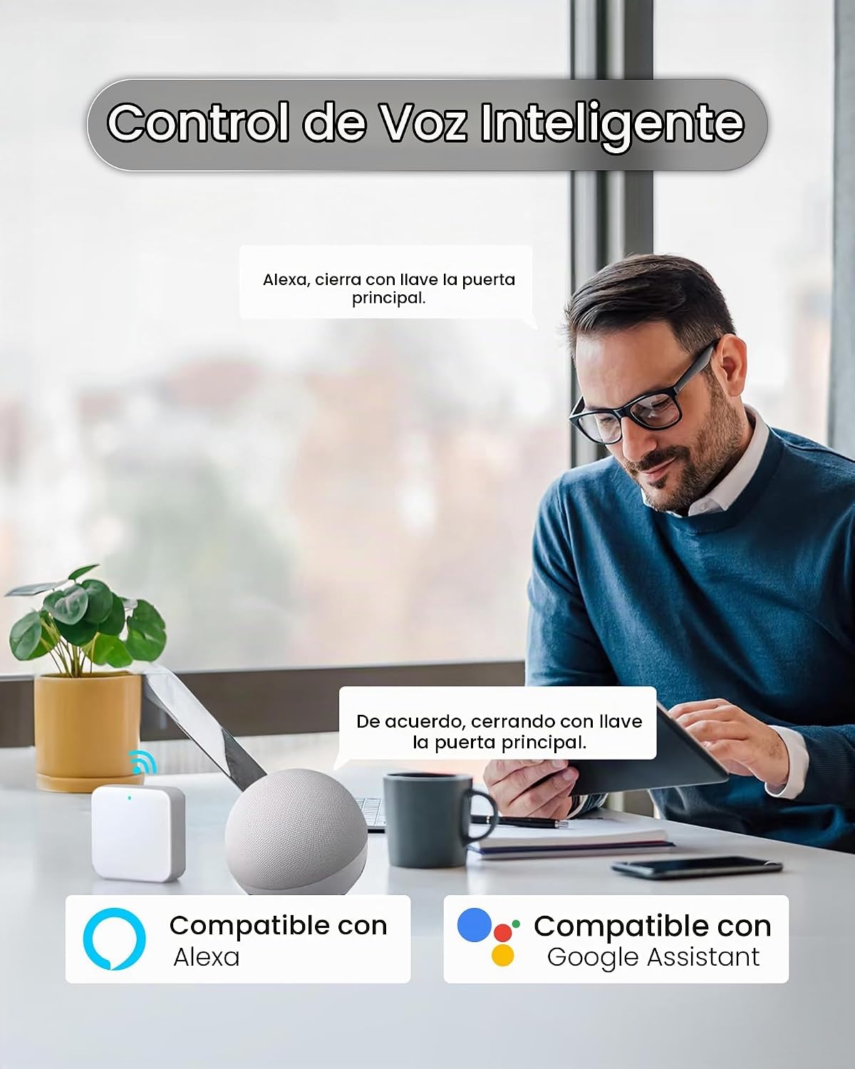 DESLOC Cerradura inteligente de huellas dactilares B200L con manija...