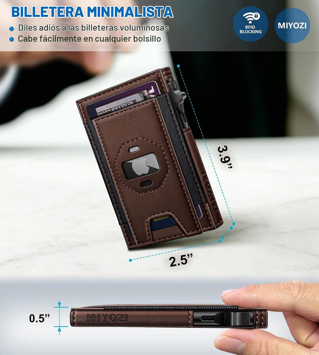 miyozi Billetera Airtag para hombres, delgada emergente porta tarje...