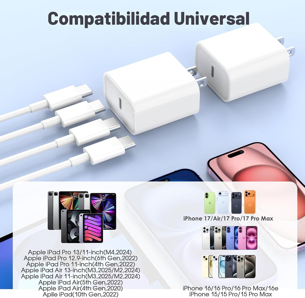 Cargador rápido USB C para iPhone 15, carga rápida, paquete de 2, b...