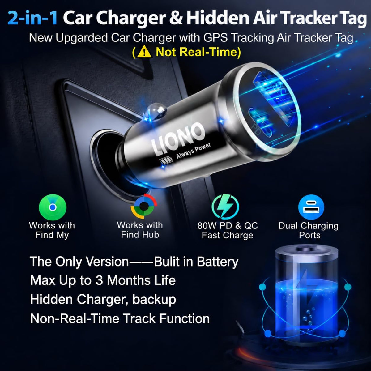 2027 Air Tracker Tag para vehículos, localizador de automóviles iOS...