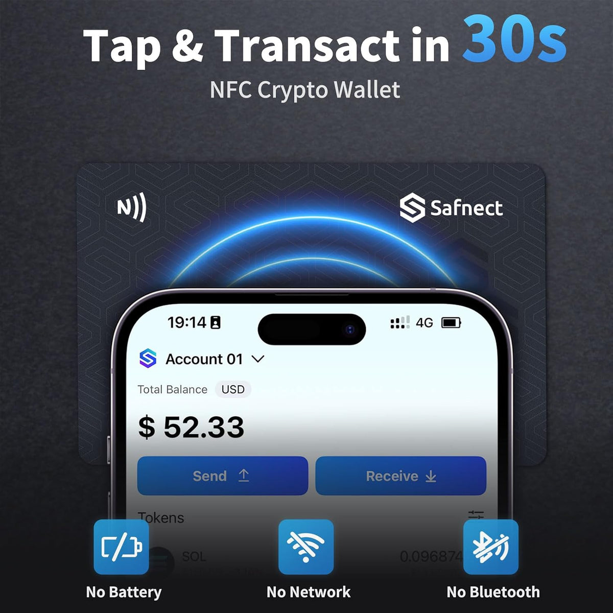 Safnect NFC Crypto Hardware Wallet \u2013 3 tarjetas de reserva sin...