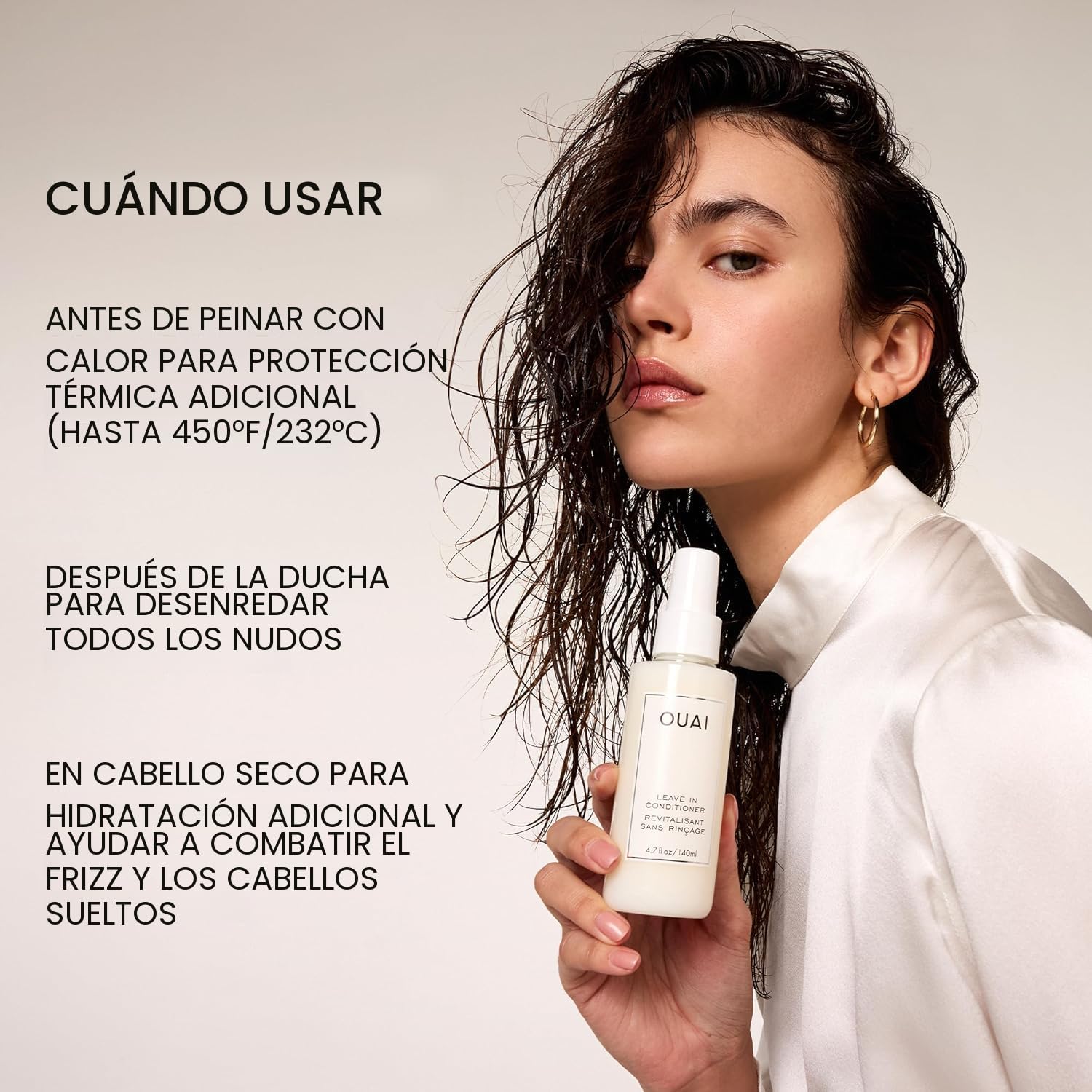 OUAI Acondicionador sin enjuague de tamaño completo y tamaño de via...