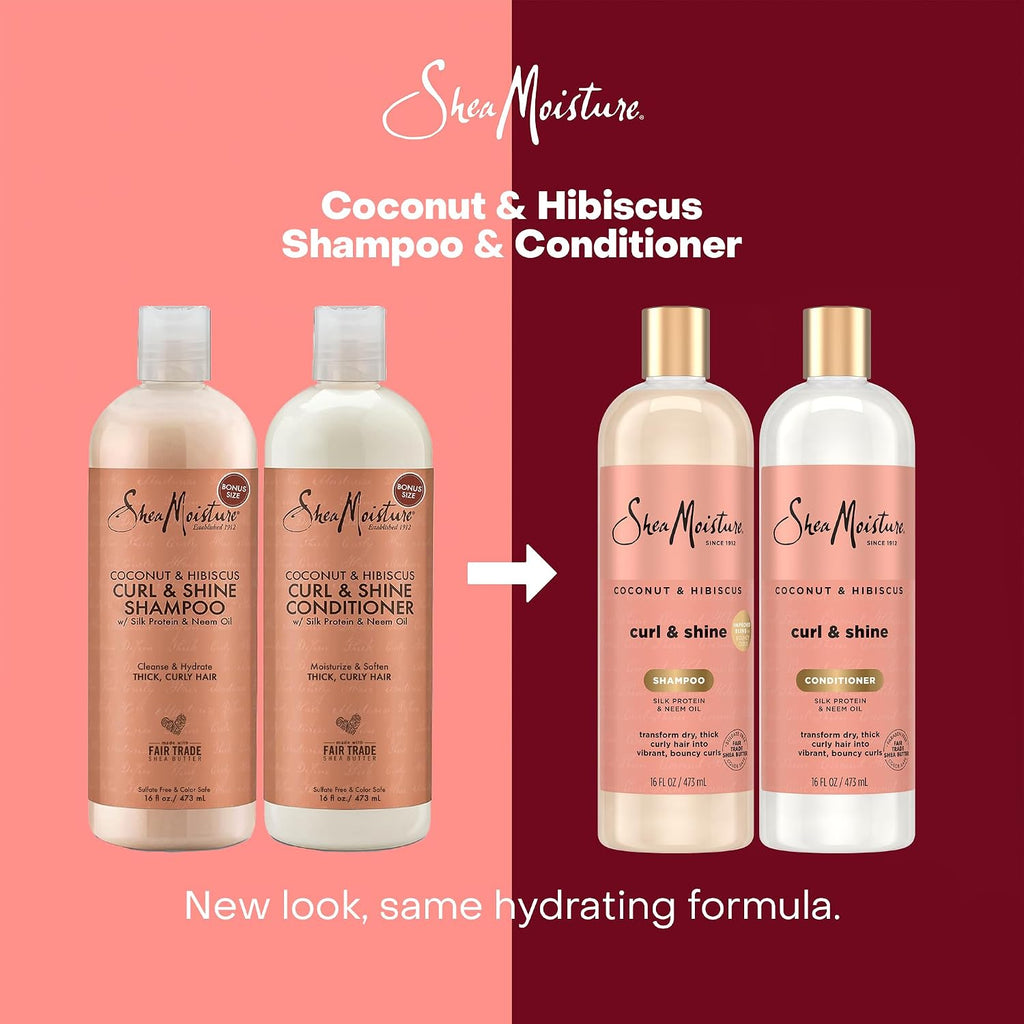 SheaMoisture Coconut &amp; Hibiscus Curl &amp; Shine Champú y Acond...