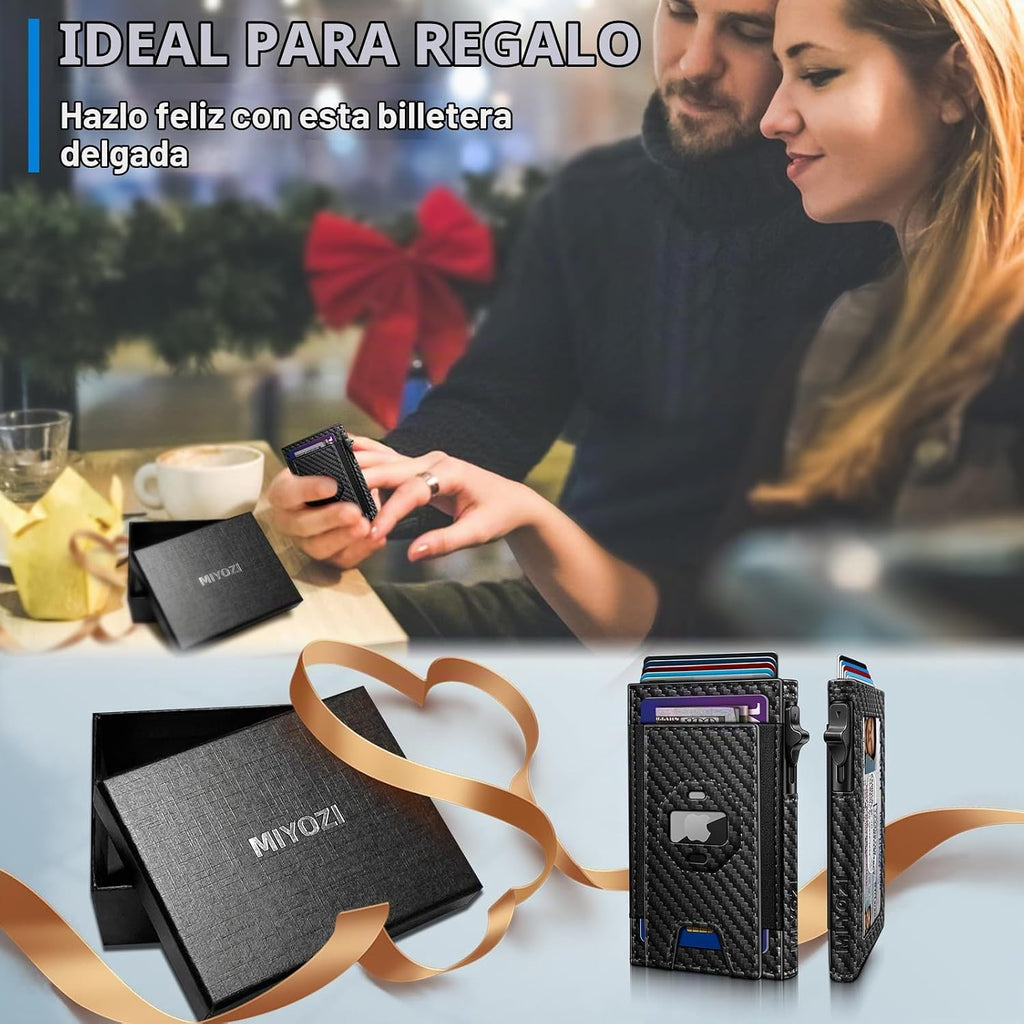 miyozi Billetera Airtag para hombres, delgada emergente porta tarje...