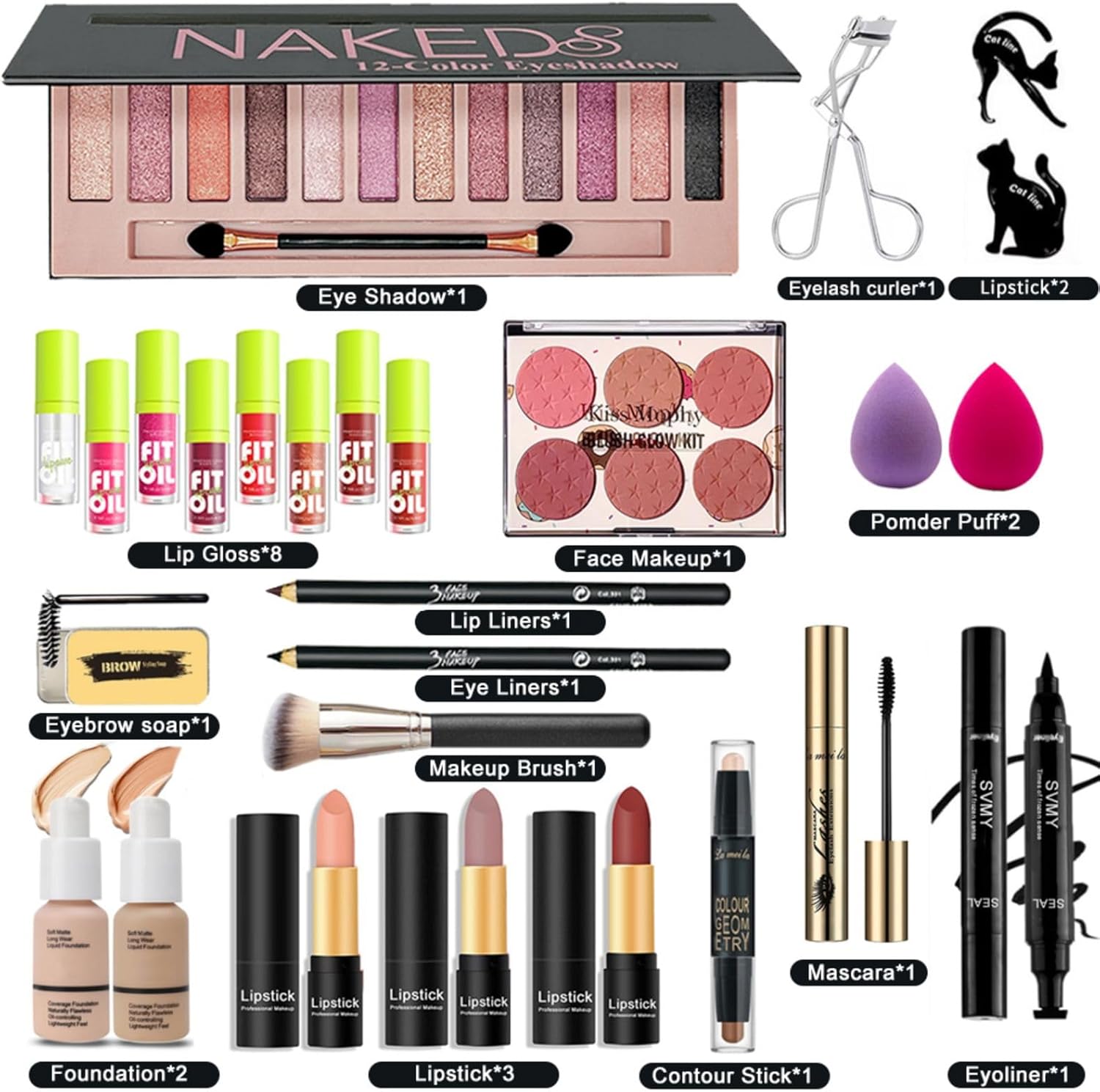 28 piezas Kit completo de maquillaje todo en uno para mujeres, jueg...