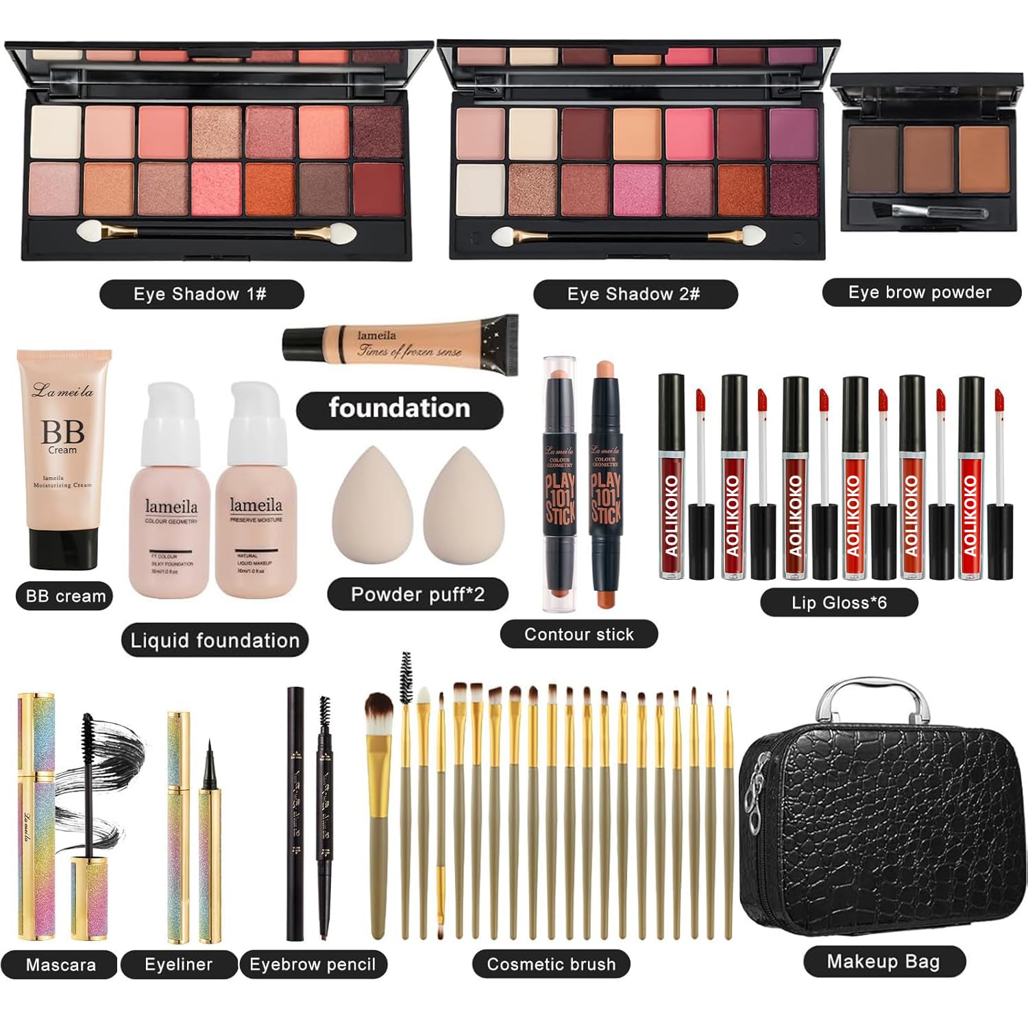 Kit completo de maquillaje todo en uno para mujeres, incluye paleta...