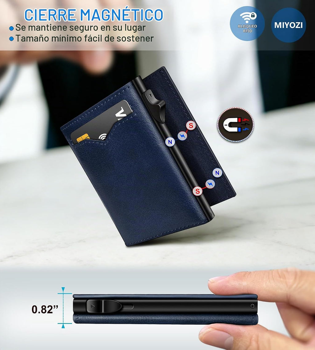 Miyozi Billetera para Hombre, con bolsillo para billetes, 2 ventana...