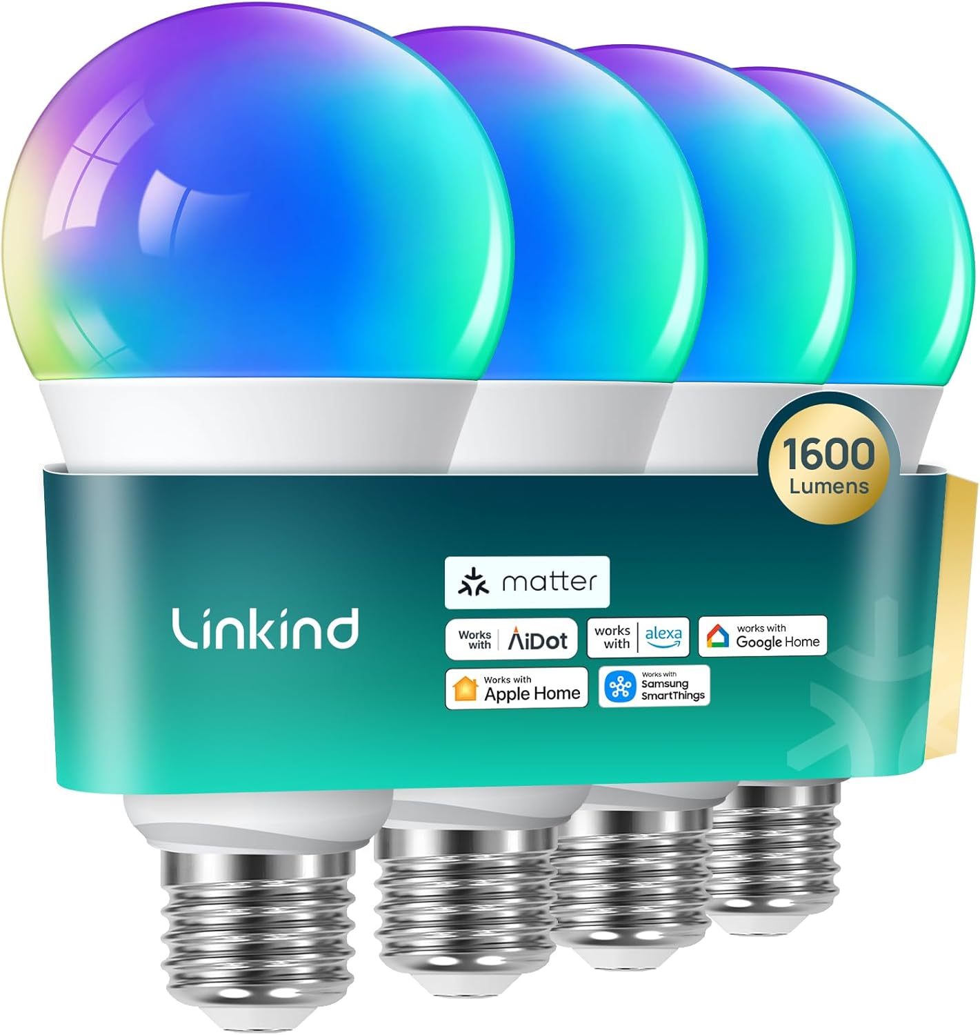 Linkind Matter - Bombilla inteligente de 1600 lúmenes, 100 W, funci...
