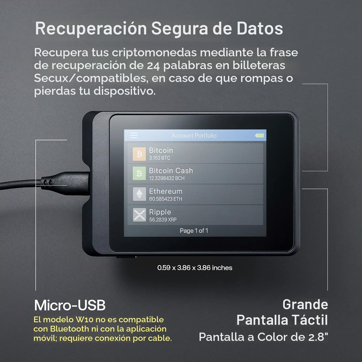 SecuX Cartera de hardware de criptoactivos W10: la solución ideal p...