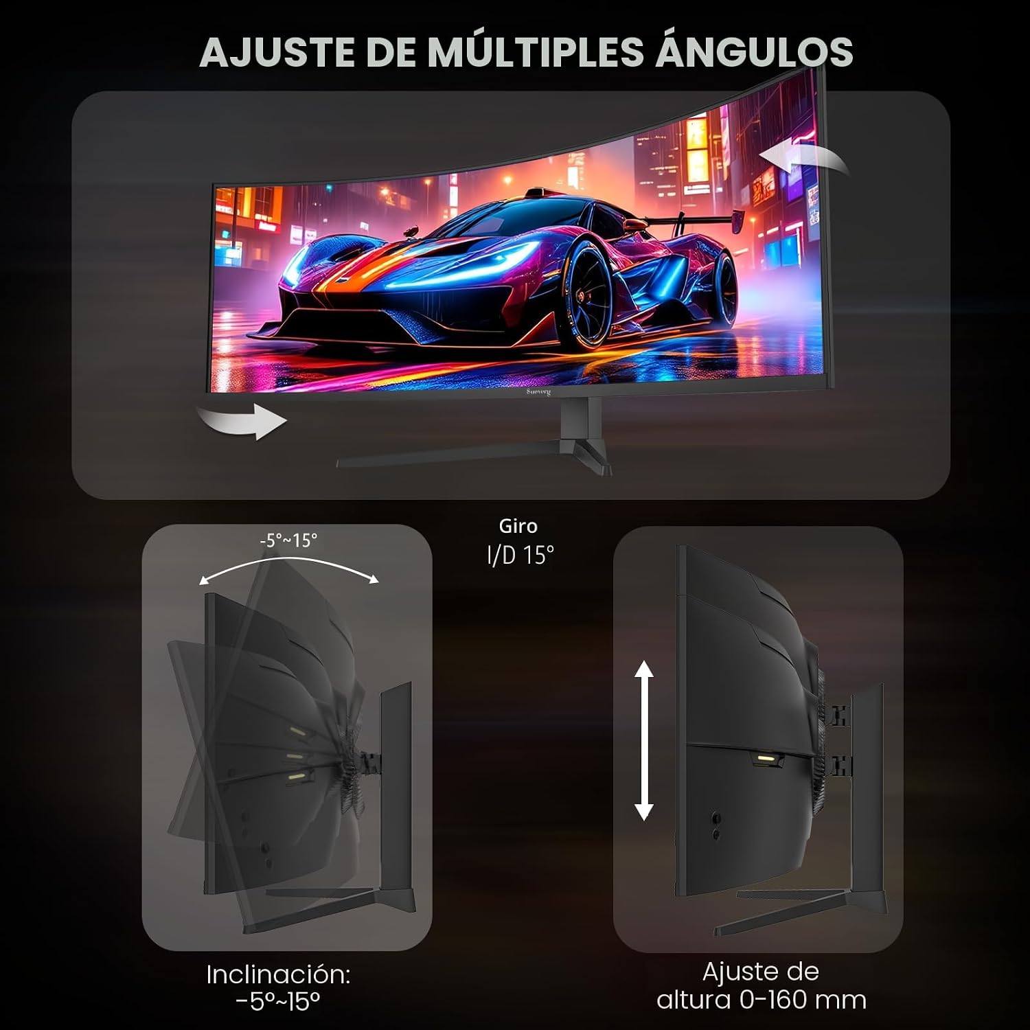 CRUA - Monitor curvo para juegos de 49 pulgadas | DQHD (5120 * 1440...