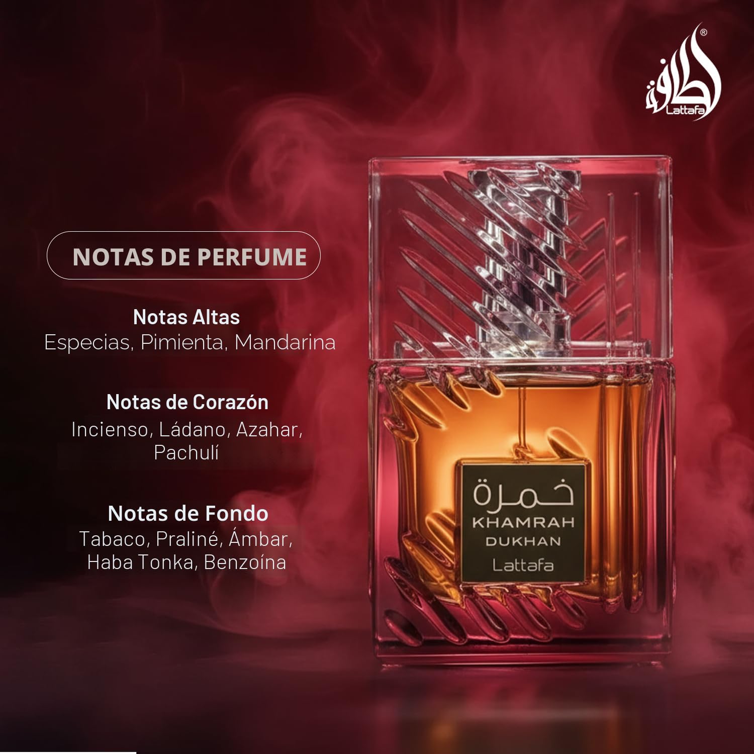 Lattafa Khamrah Dukhan para Unisex Eau de Parfum en Spray, 3.4 onza...
