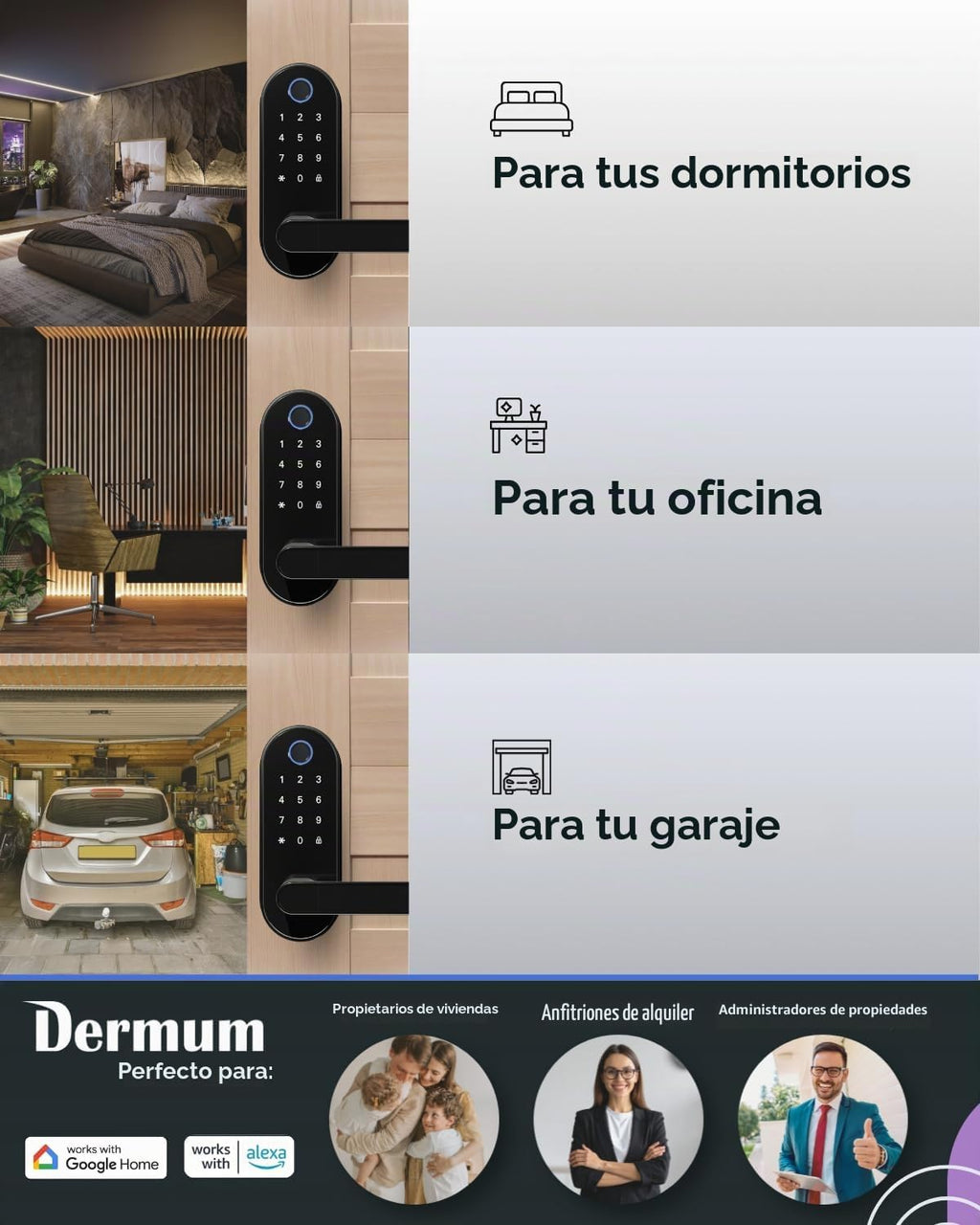 Cerradura inteligente digital de huellas dactilares sin llave con m...