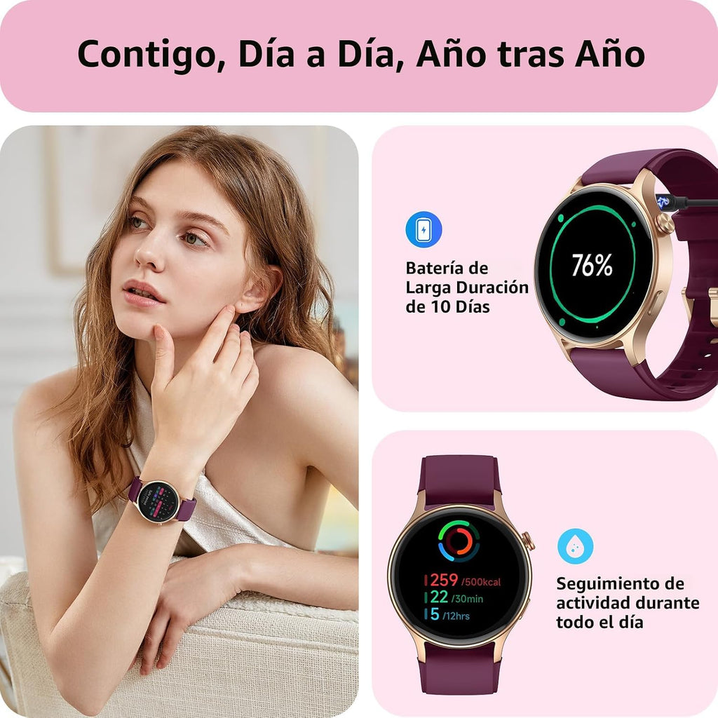 Reloj inteligente para mujeres, responder\/hacer llamadas, pantalla...