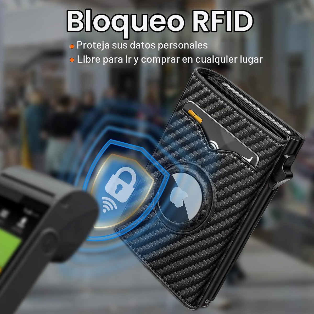 miyozi Billetera para Airtag para hombre, con bolsillo para efectiv...