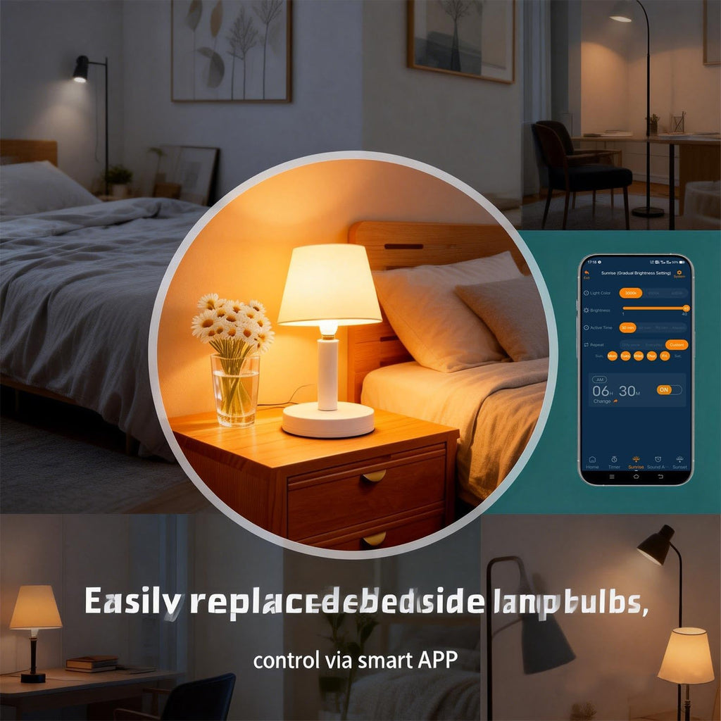 JUXLamp Bombilla de alarma de luz LED inteligente con simulación de...