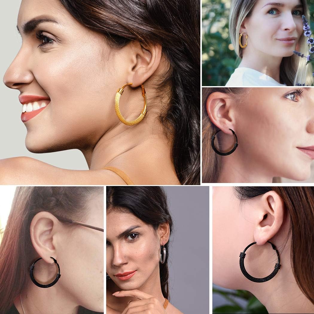 PROSTEEL 12\/16\/24\/32\/40 Pulgadas Aretes de Aro Gruesos para Muj...