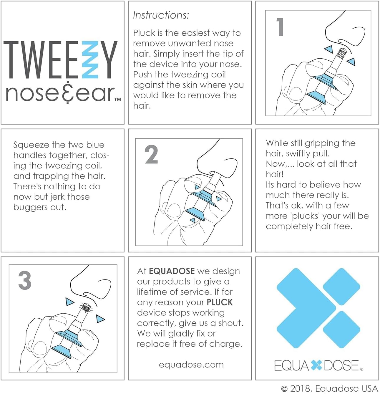 EQUADOSE Tweezy - Removedor de vello de nariz y orejas para hombres...