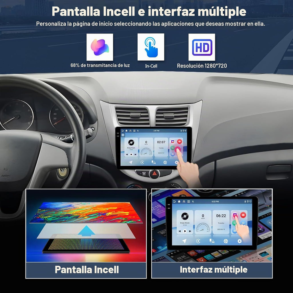 CAMECHO Radio estéreo de coche 4G+64G para Hyundai Accent Verna Sol...