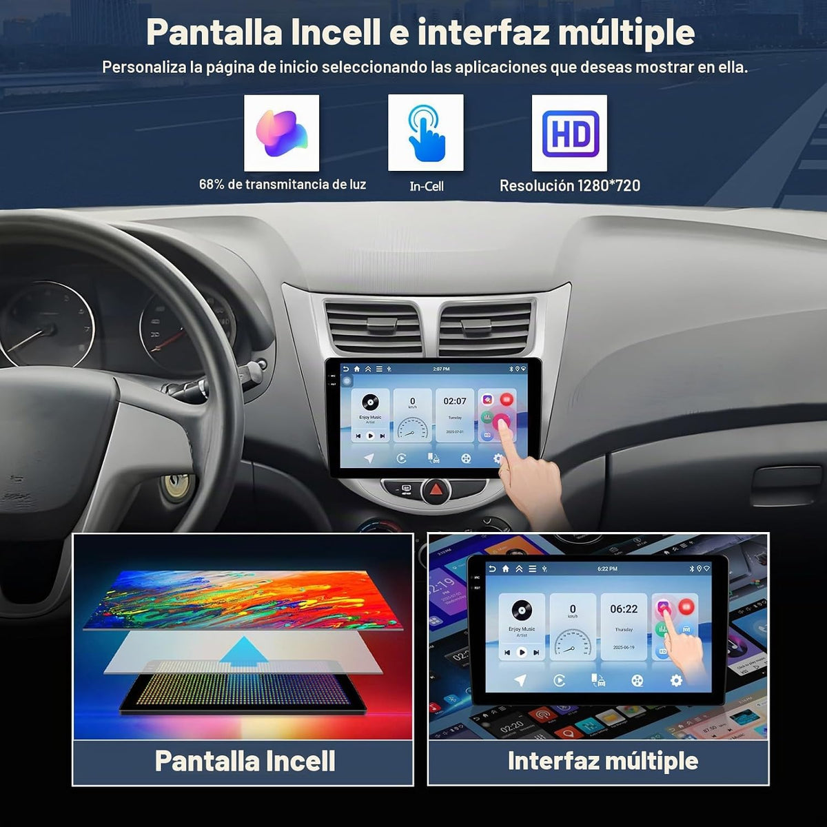 CAMECHO Radio estéreo de coche 4G+64G para Hyundai Accent Verna Sol...