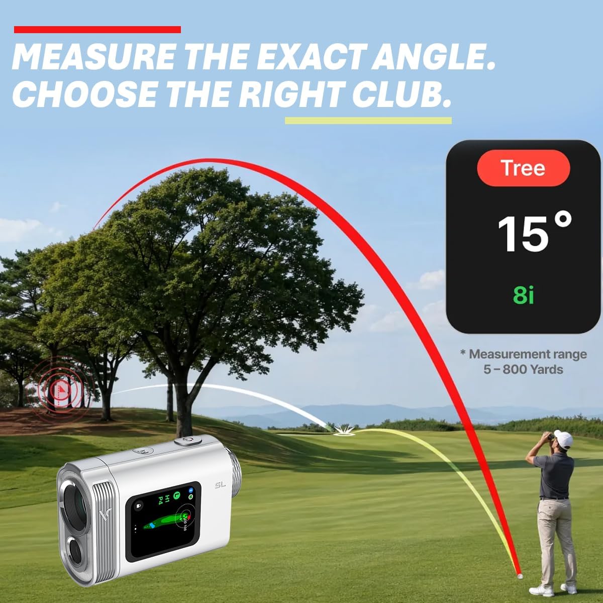Voice Caddie SL Mini láser + telémetro de golf híbrido GPS con pant...