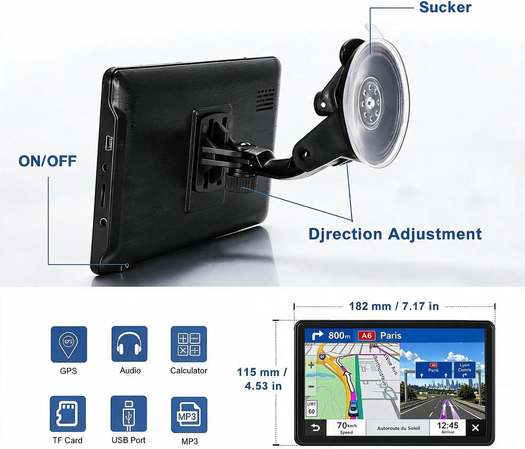 Navegador GPS para automóvil, mapa 2026 de 7 pulgadas, pantalla tác...