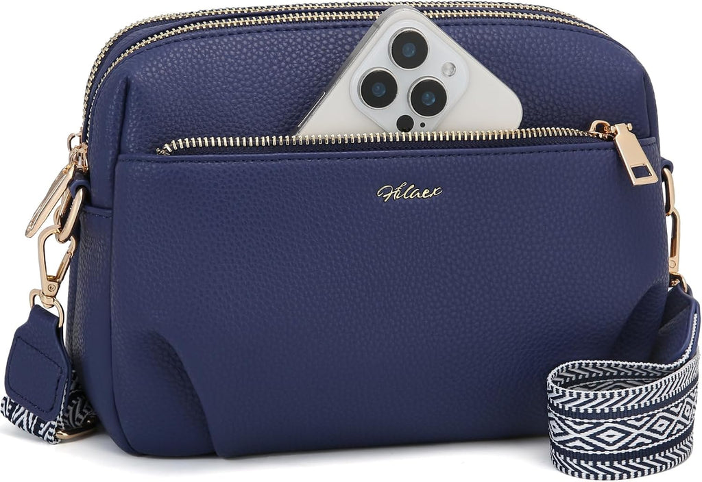 HILAEX Bolso cruzado para mujeres, bolso de cuero antirrobo, múltip...