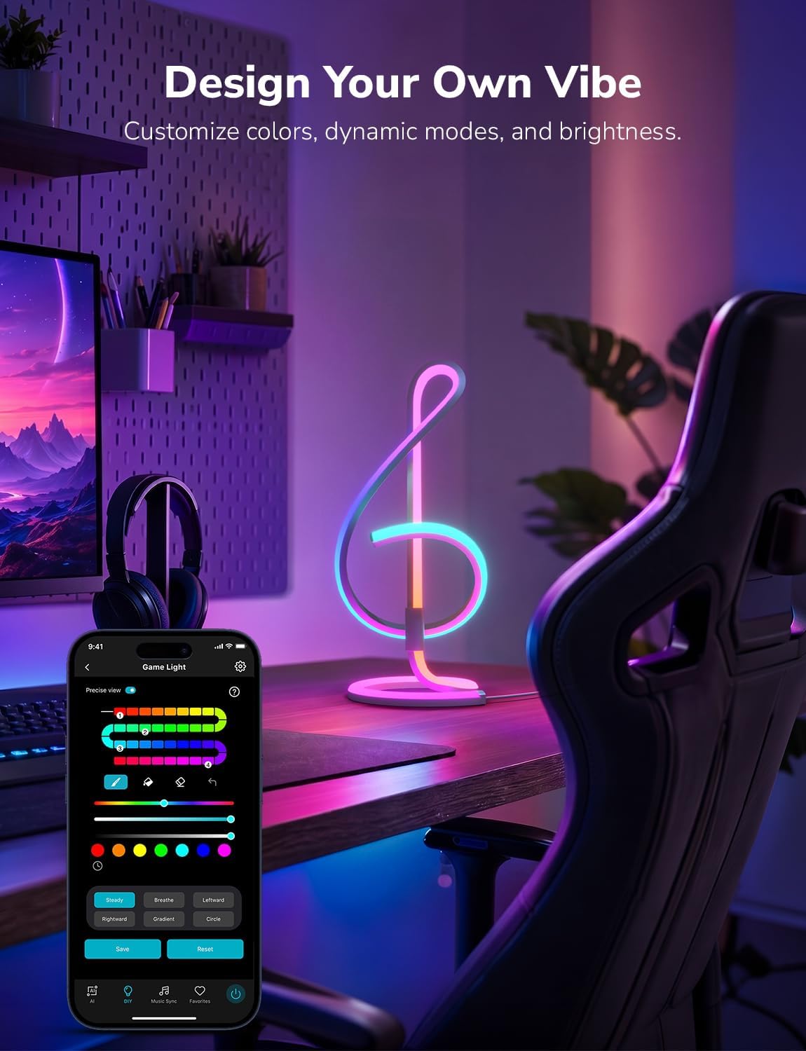 Lámpara de mesa inteligente Lepro TB2 AI, lámparas LED RGB+IC direc...