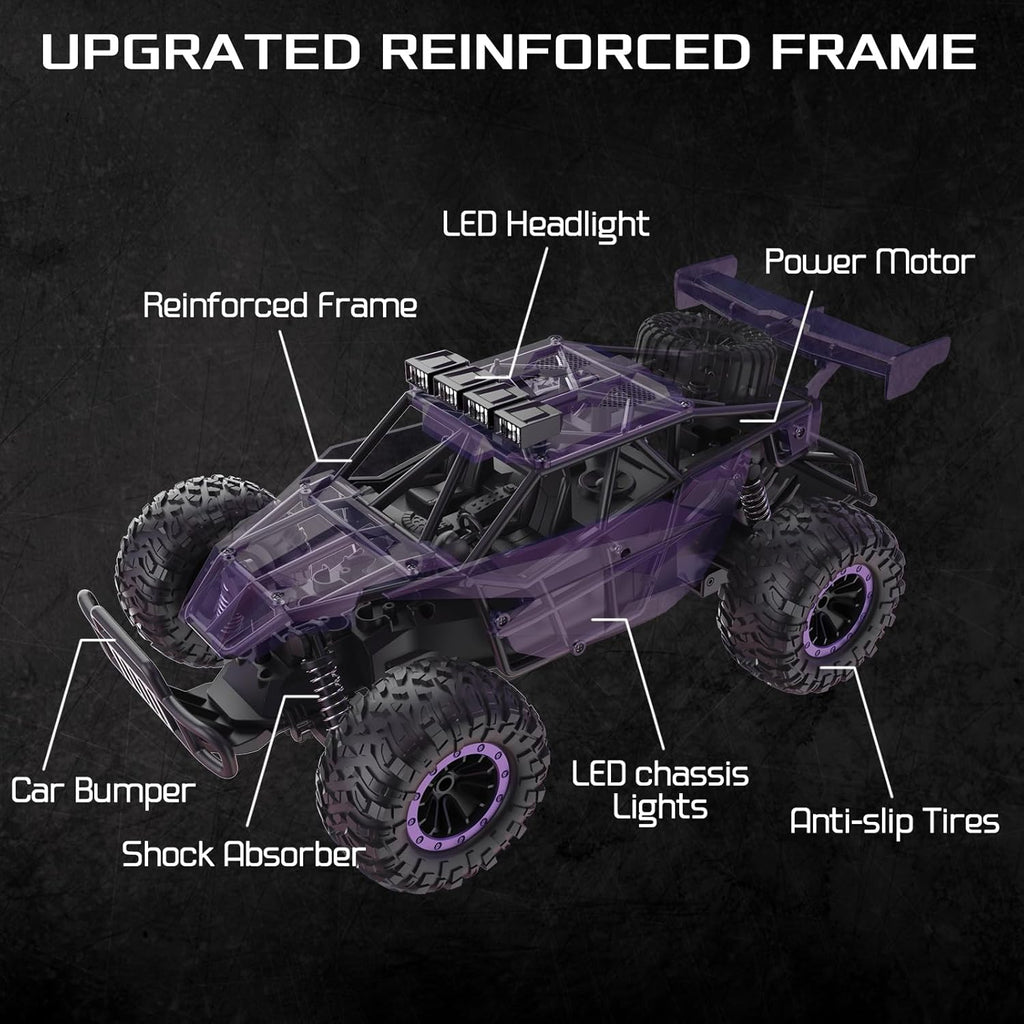 LARVEY Auto a Control Remoto de Escala 1:16 Púrpura, Coche de Contr...