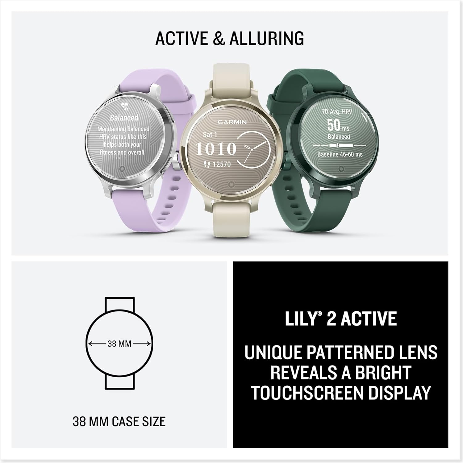 Garmin Lily® 2 Active, pequeño y elegante reloj inteligente, GPS in...