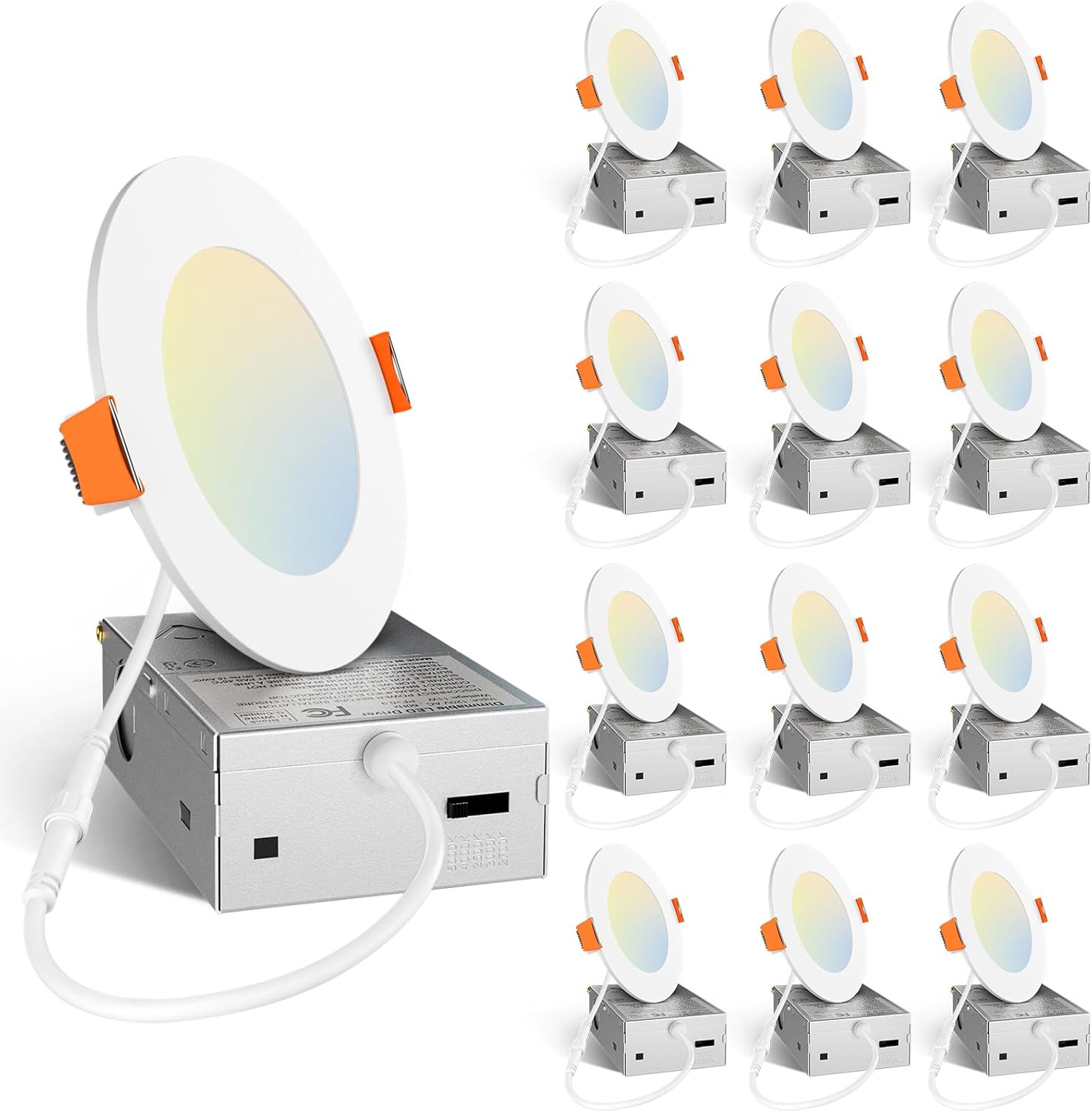 Amico ETL&amp;FCC - Paquete de 12 luces LED ultrafinas empotrables...