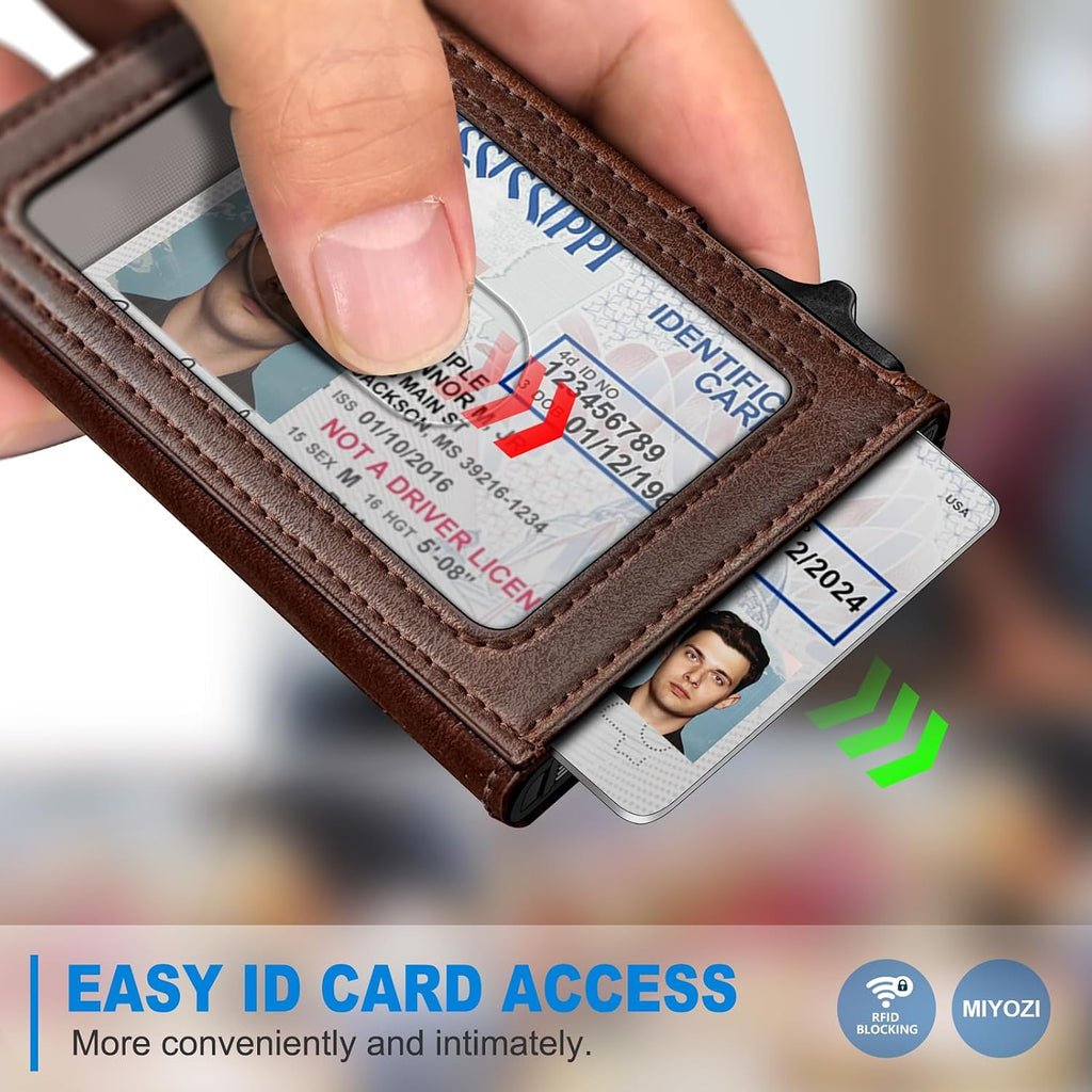 miyozi Billetera Airtag para hombres, delgada emergente porta tarje...