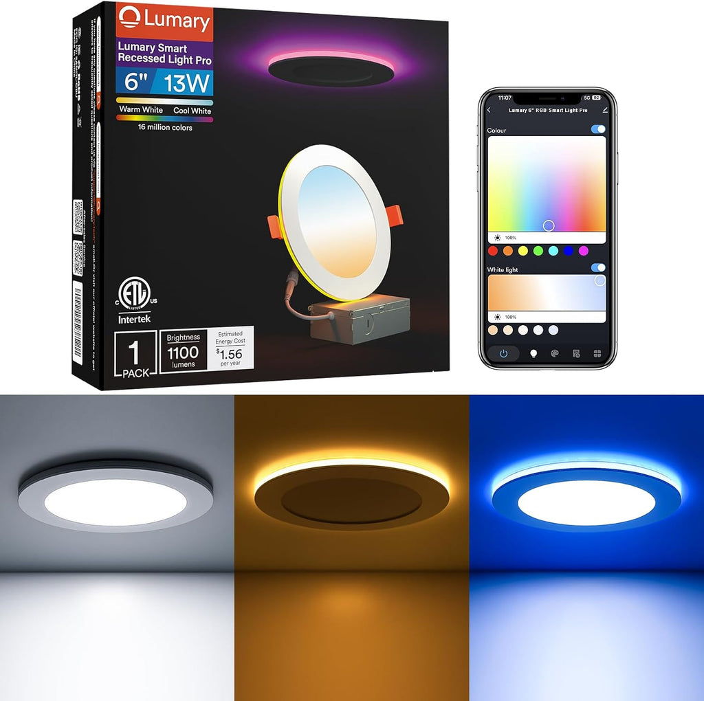 Lumary Luz empotrable inteligente Pro de 6 pulgadas con RGB\/anillo...