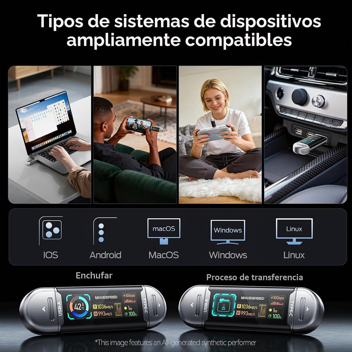 MOVE SPEED Unidades de estado sólido de 2TB con pantalla inteligent...