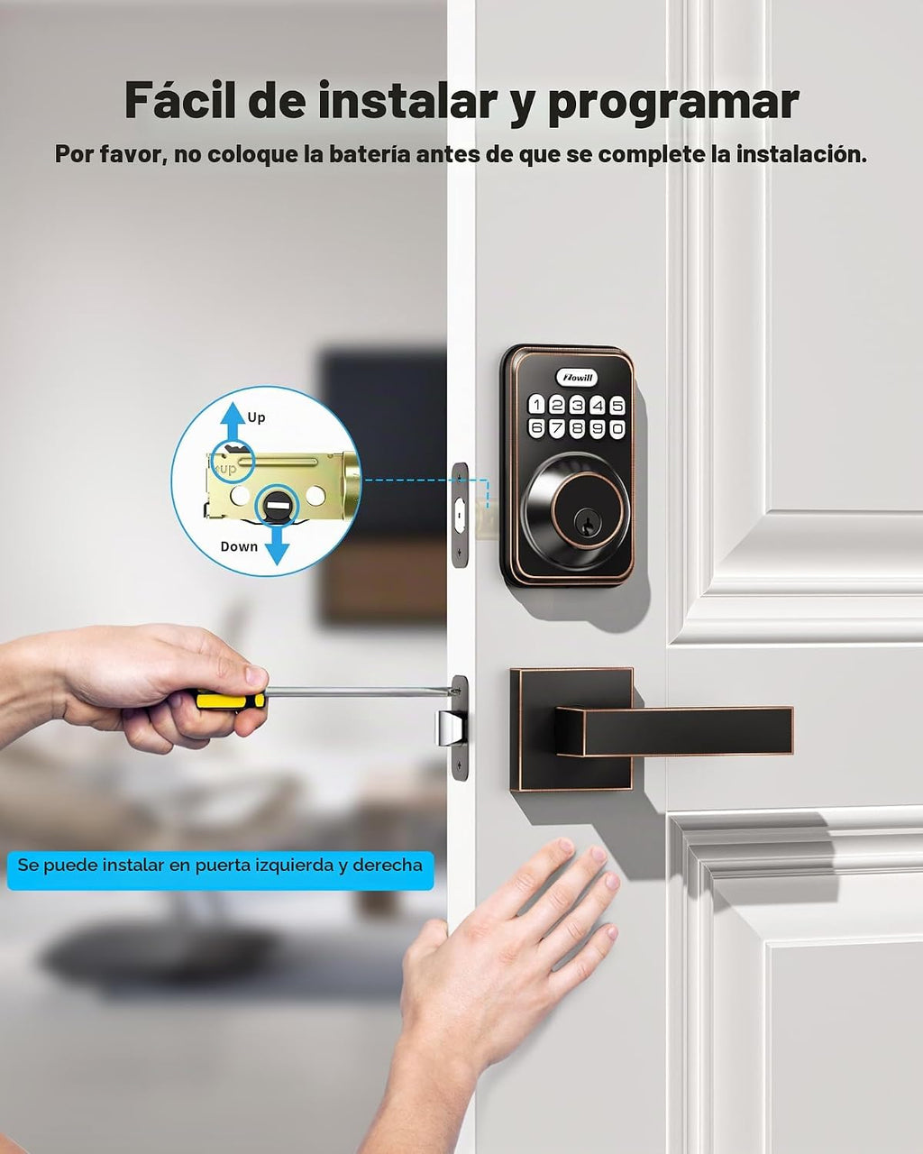 Zowill|Juego de cerradura electrónica de puerta de entrada sin llav...