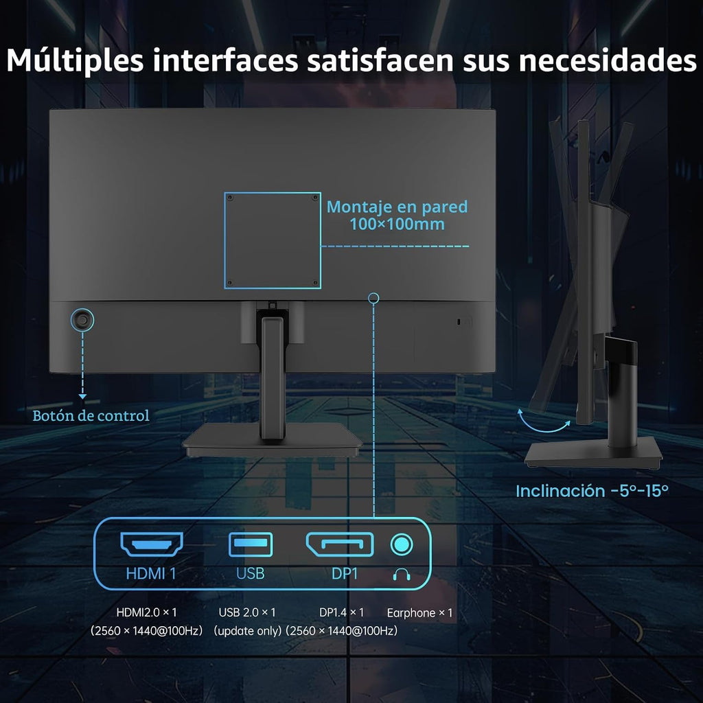 KTC - H24T27 Monitor computadora QHD, 100Hz, 24 pulgadas, IPS, 2K,...