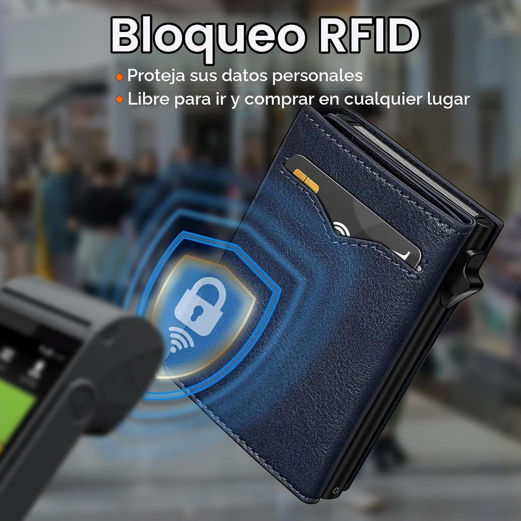 Miyozi Billetera para Hombre, con bolsillo para billetes, 2 ventana...