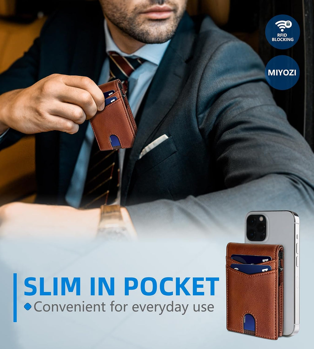 miyozi Cartera para hombre, funda delgada y desmontable para tarjet...